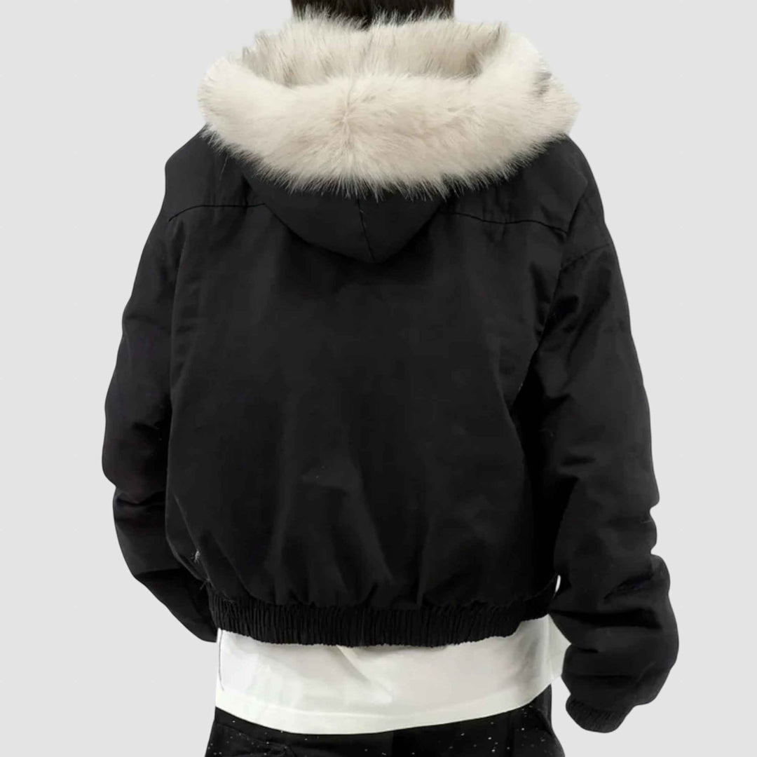 Women's Fleece-Lined Hooded Winter Jacket - Short Coat