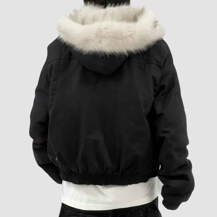 Women's Fleece-Lined Hooded Winter Jacket - Short Coat