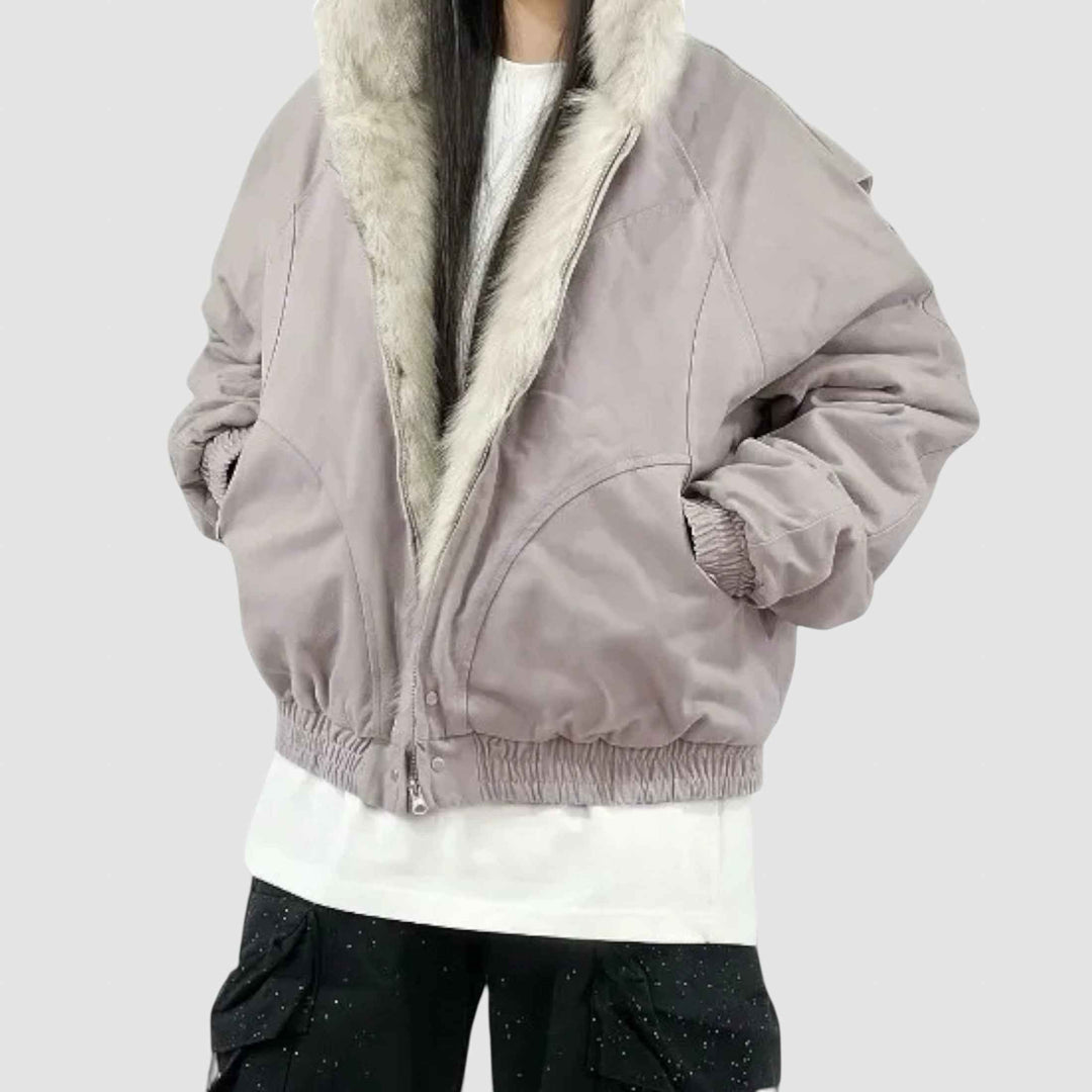 Women's Fleece-Lined Hooded Winter Jacket - Short Coat