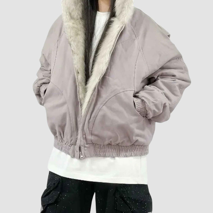Women's Fleece-Lined Hooded Winter Jacket - Short Coat