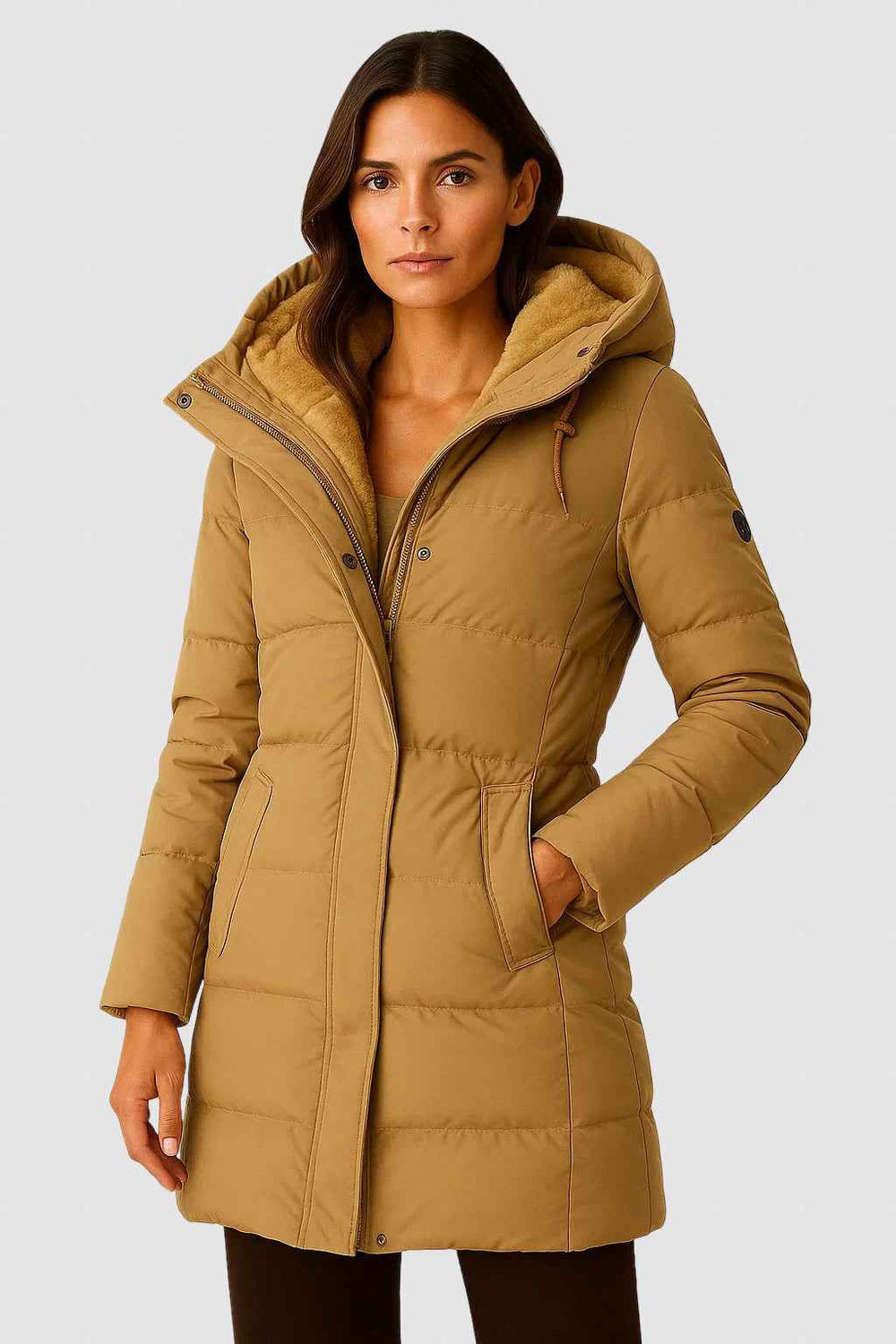Women's Fleece-Lined Winter Puffer Coat | Warm & Stylish Outerwear Yellow