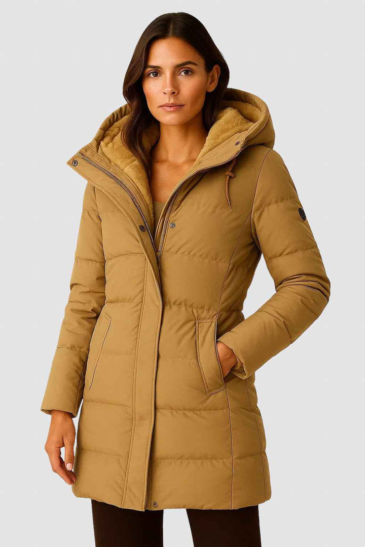Women's Fleece-Lined Winter Puffer Coat | Warm & Stylish Outerwear Yellow