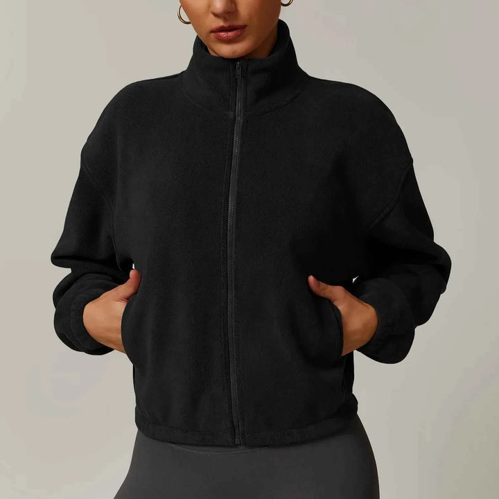 Women's Fleece Zip-Up Jacket for Cozy Comfort Black