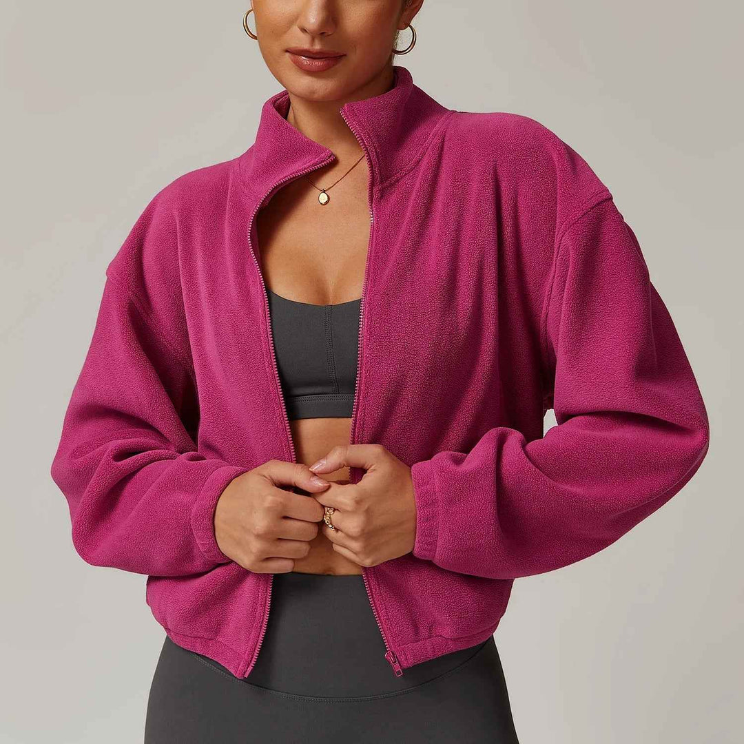 Women's Fleece Zip-Up Jacket for Cozy Comfort Purple