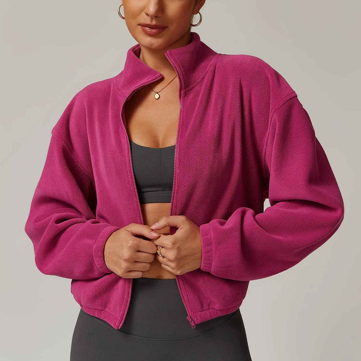 Women's Fleece Zip-Up Jacket for Cozy Comfort Purple
