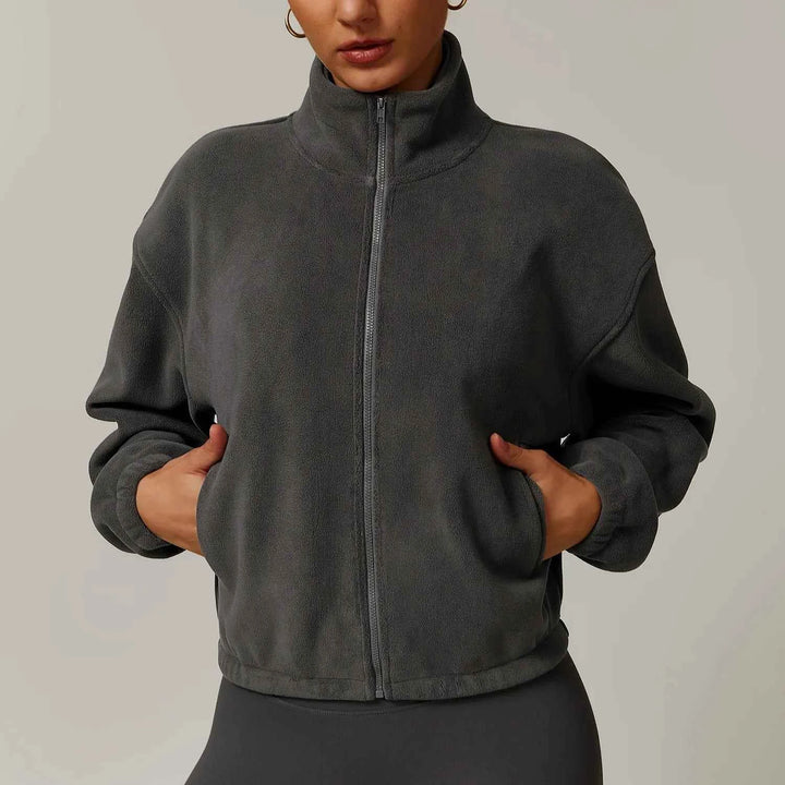 Women's Fleece Zip-Up Jacket for Cozy Comfort Grey