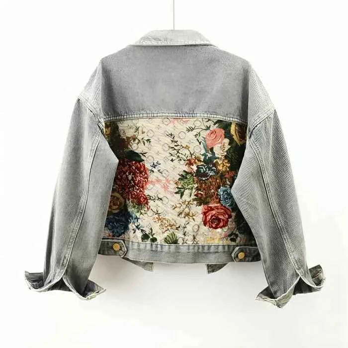 Women's Floral Denim Jacket