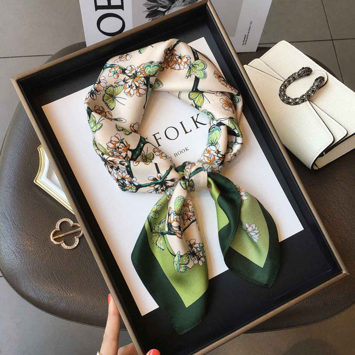 Women's Floral Square Silk Scarf - 70cm 30 x 30 inches