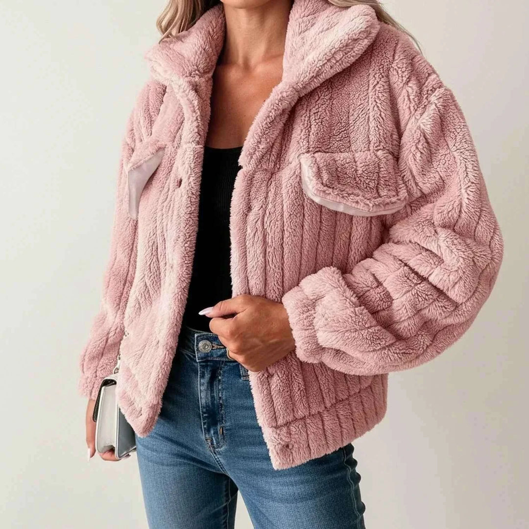 Women's Fluffy Teddy Style Jacket Pink