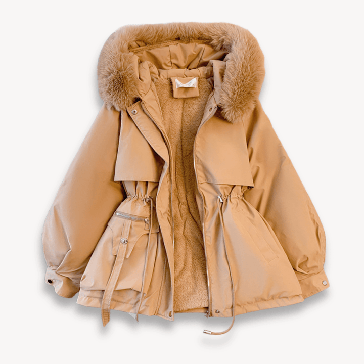 Women's Fur Hooded Parka Jacket | Warm Winter Outerwear Khaki