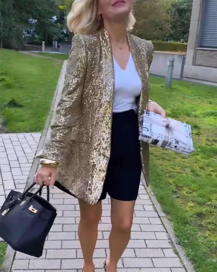Women's Golden Glitter Sequin Jacket