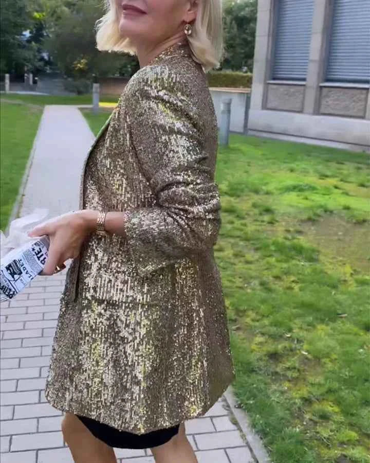 Women's Golden Glitter Sequin Jacket