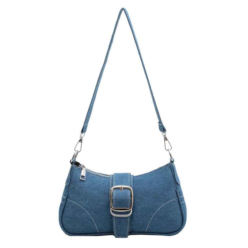 Women's Crossbody Handbag with Front Buckle Blue