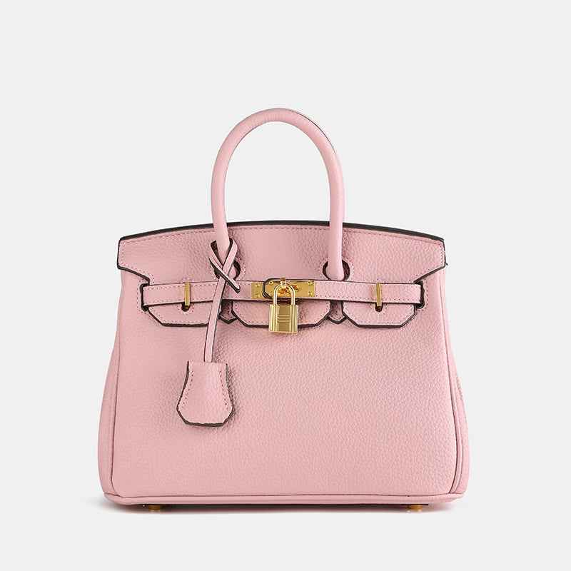 Women's Top Handle Tote Handbag with Lock Detail Pink
