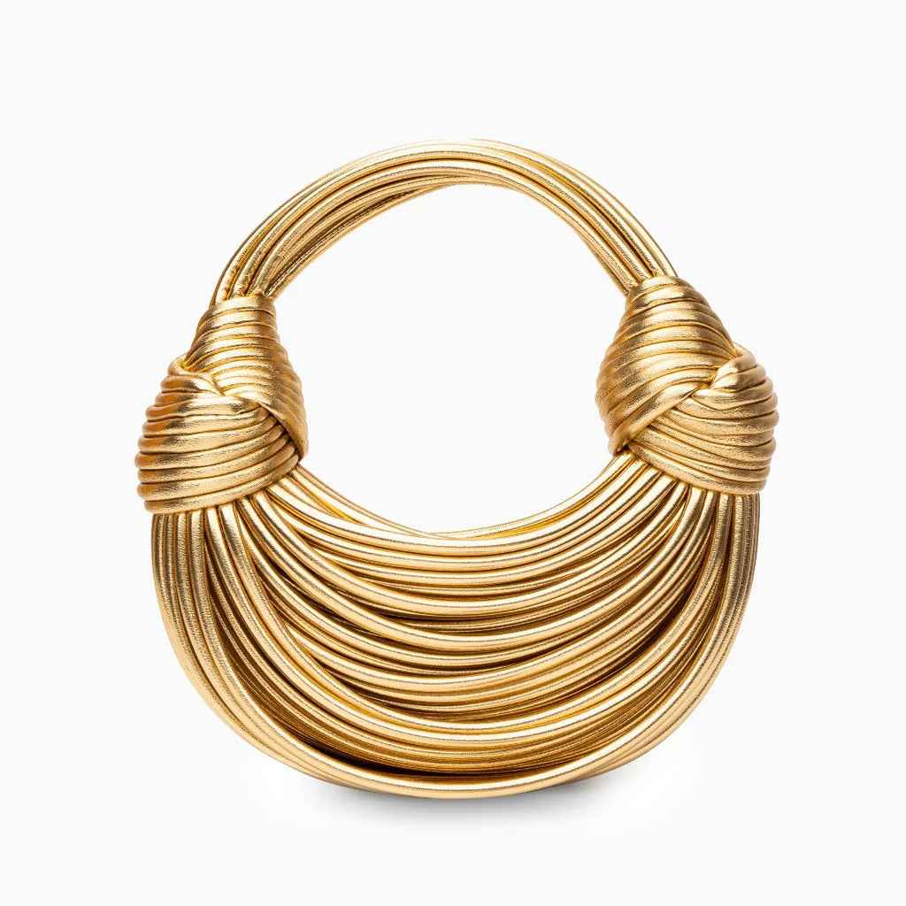 Women's Sculptural Knot Clutch Handbag | Statement Piece Gold