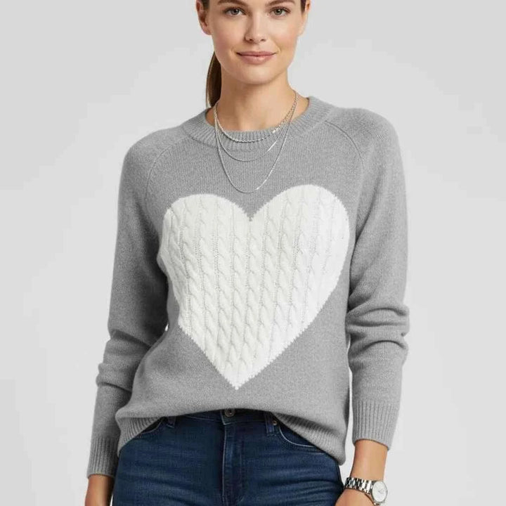 Women's Heart Sweater Gray