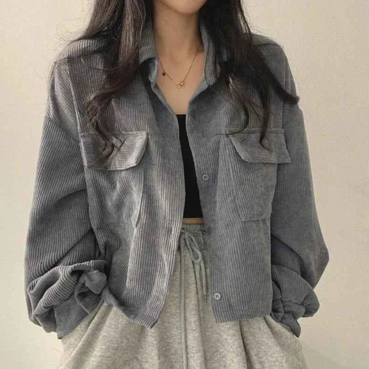 Women's Heather Corduroy Jacket Gray