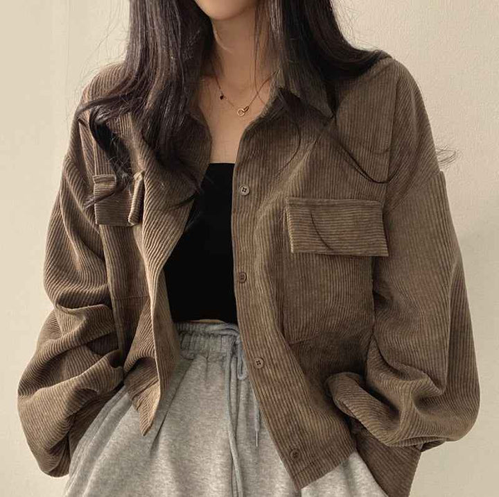 Women's Heather Corduroy Jacket Brown