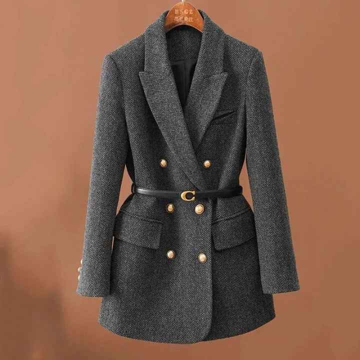 Women's Herringbone Jacket - Stylish and Versatile Outerwear Gray