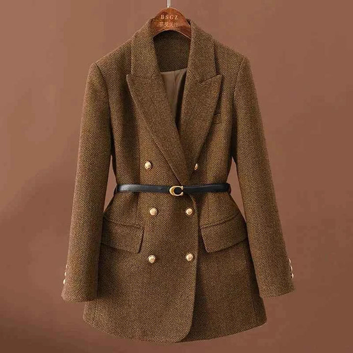 Women's Herringbone Jacket - Stylish and Versatile Outerwear Brown