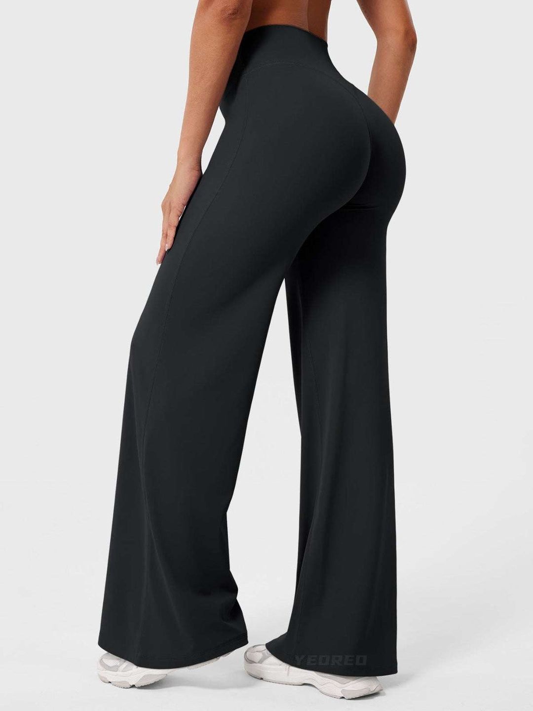 Women's High Waist Flared Summer Pants Black