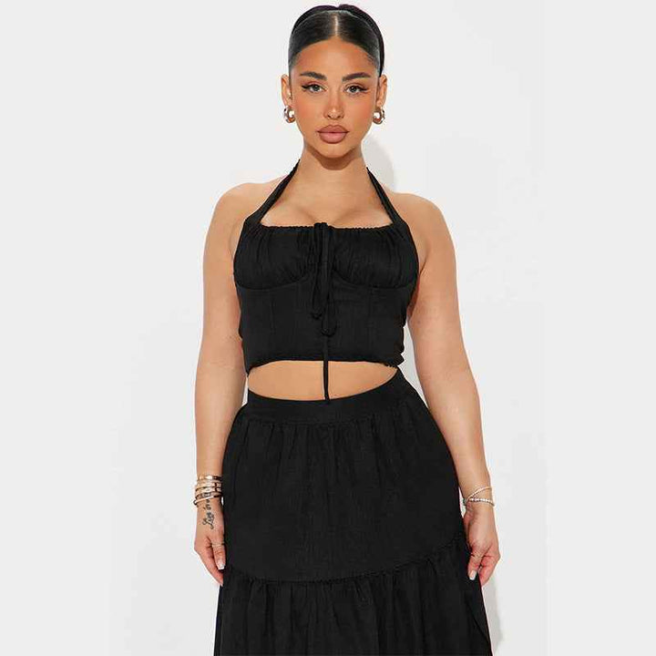 Women's High Waist Maxi Skirt – Layered Ruffle Design – Airy & Breathable Fit