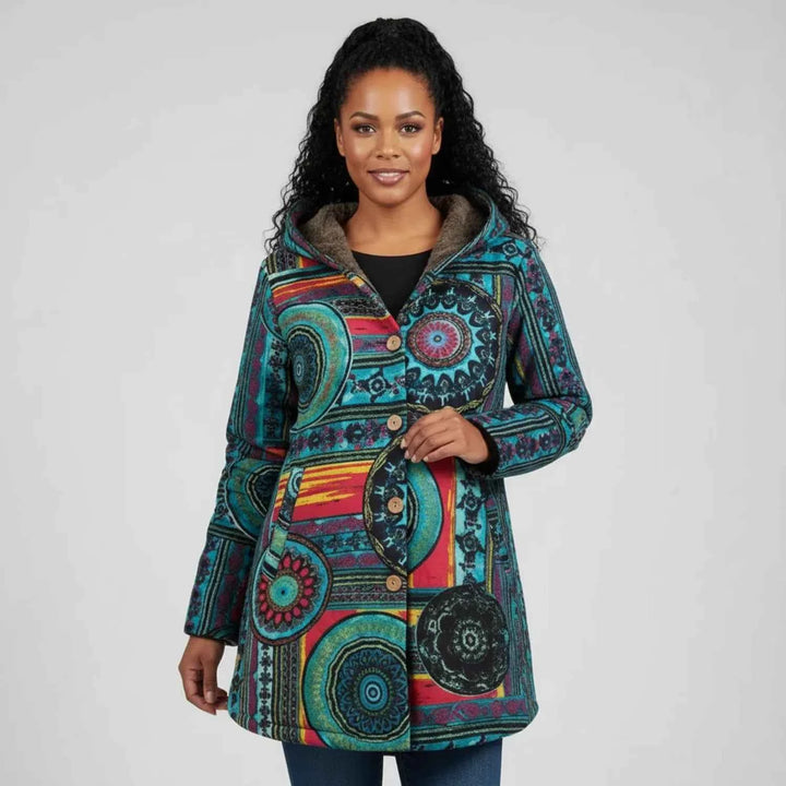 Women's Hooded Bohemian Winter Coat Jacket Multicolor