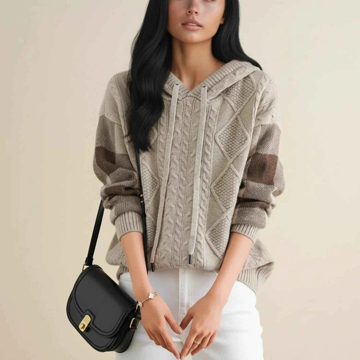 Women's Hooded Cable Knit Winter Sweater