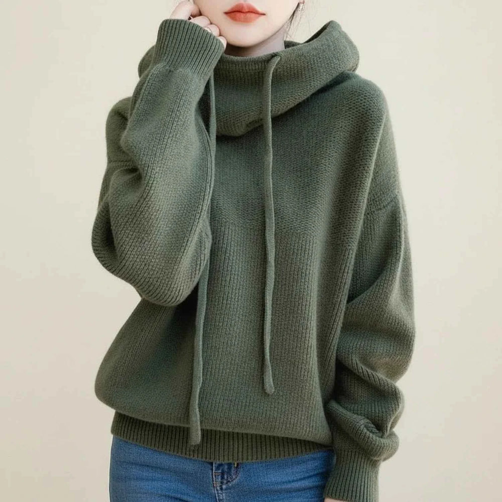 Women's Hooded Cozy Winter Sweater Green