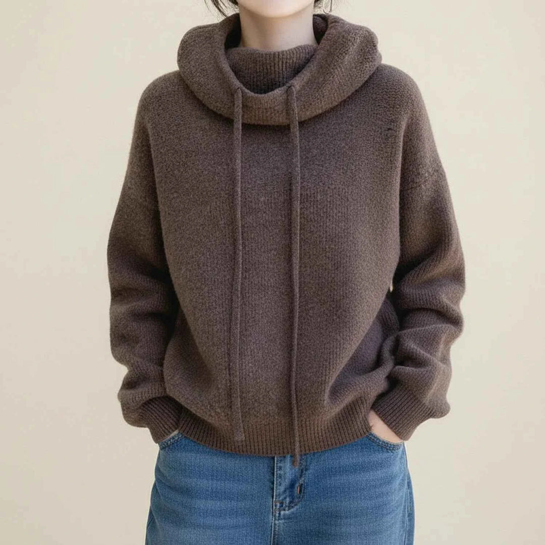 Women's Hooded Cozy Winter Sweater Brown