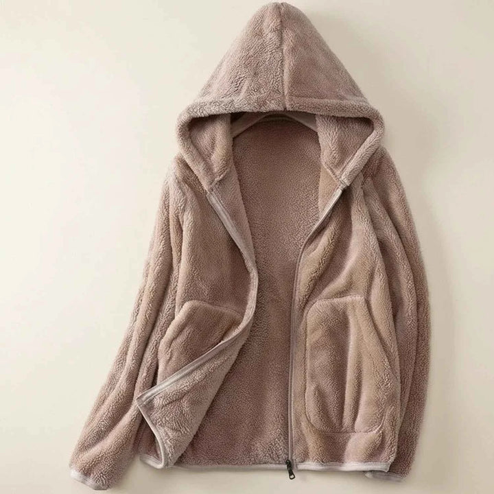 Women's Hooded Fleece Jacket Beige