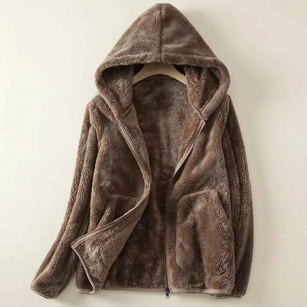 Women's Hooded Fleece Jacket Brown
