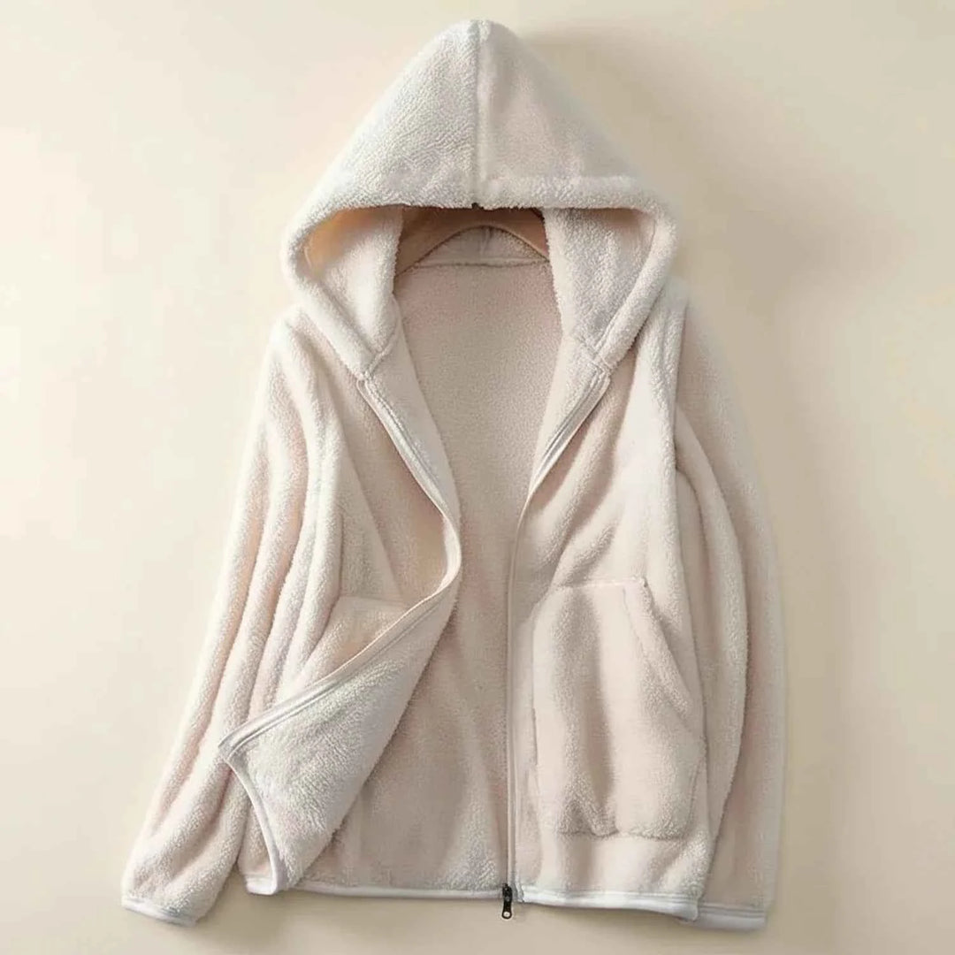 Women's Hooded Fleece Jacket White