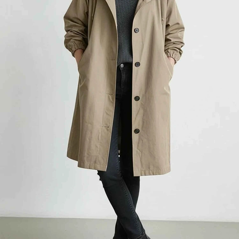 Women's Hooded Long Coat Beige