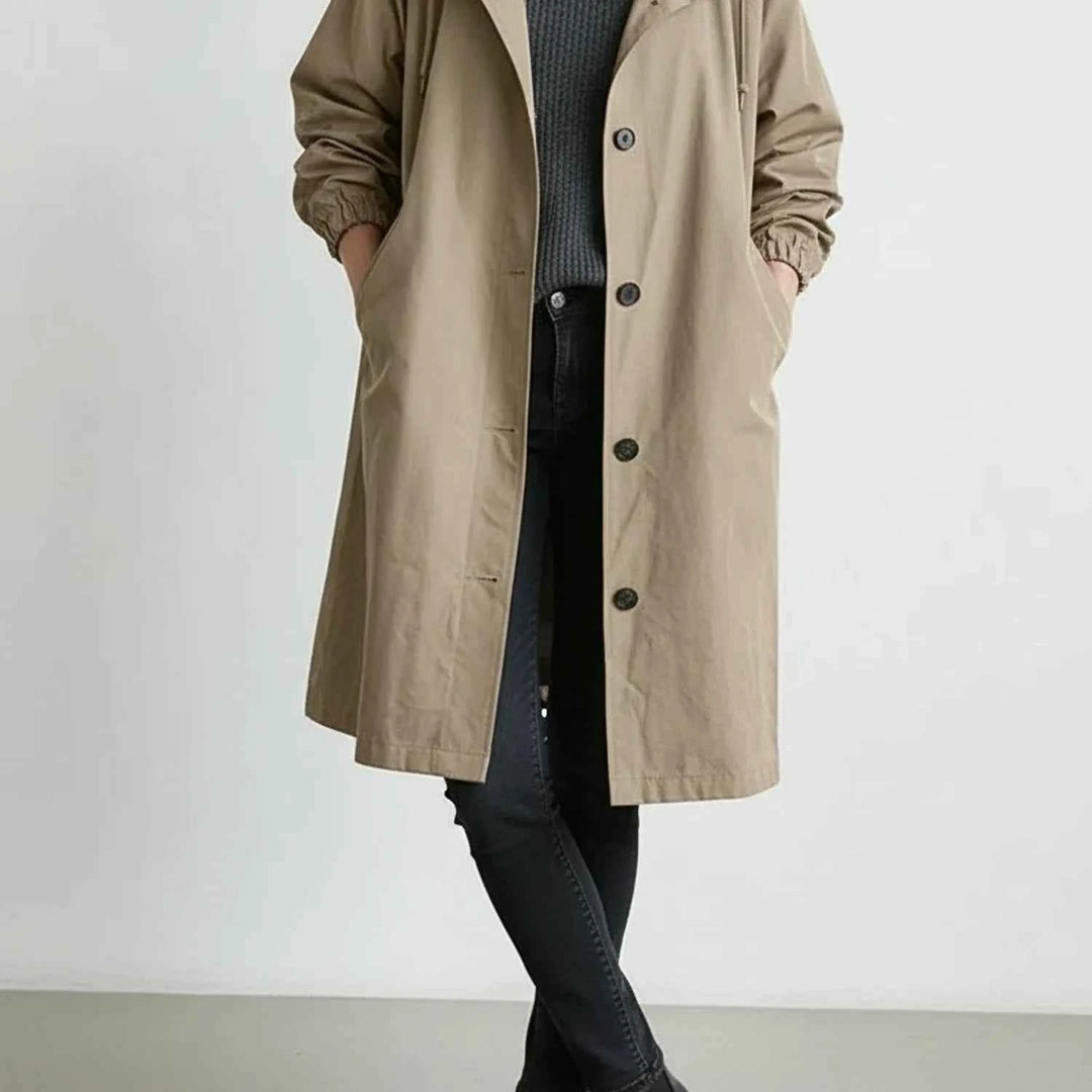 Women's Hooded Long Coat Beige