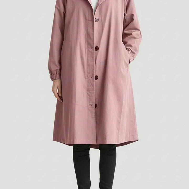 Women's Hooded Long Coat Pink