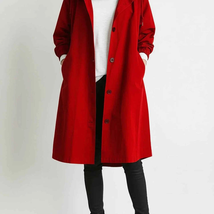 Women's Hooded Long Coat Red