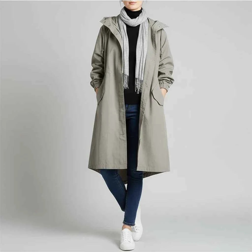 Women's Hooded Long Coat Light Gray