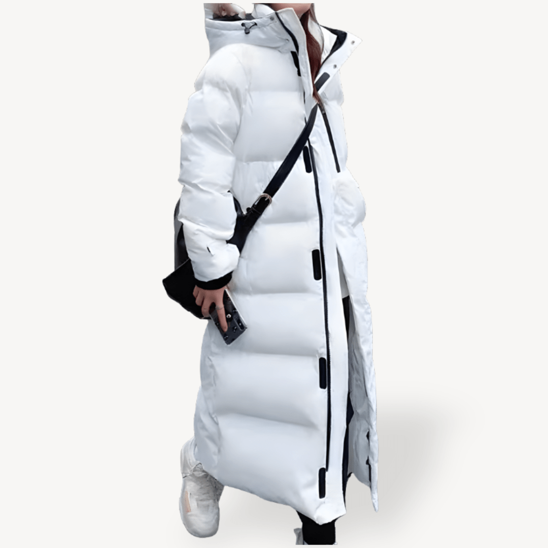 Women's Hooded Long Puffer Coat | Warm Winter Jacket White