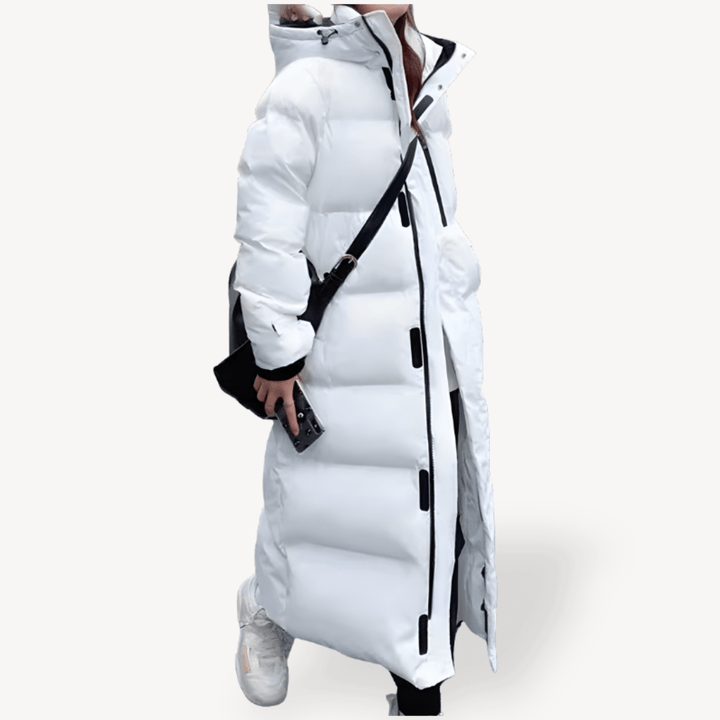 Women's Hooded Long Puffer Coat | Warm Winter Jacket White