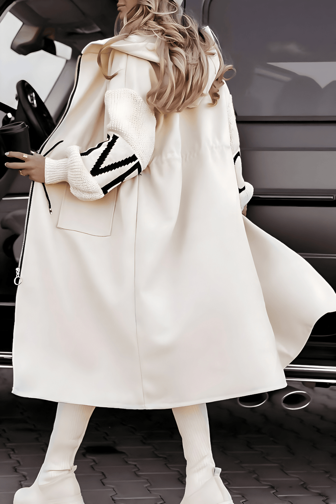 Women's Hooded Longline Coat - Stylish & Warm