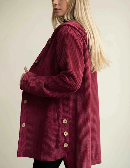 Women's Cotton Blend Oversized Hooded Mid-length Longline Jacket