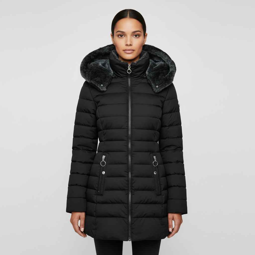 Women's Hooded Puffer Coat Black