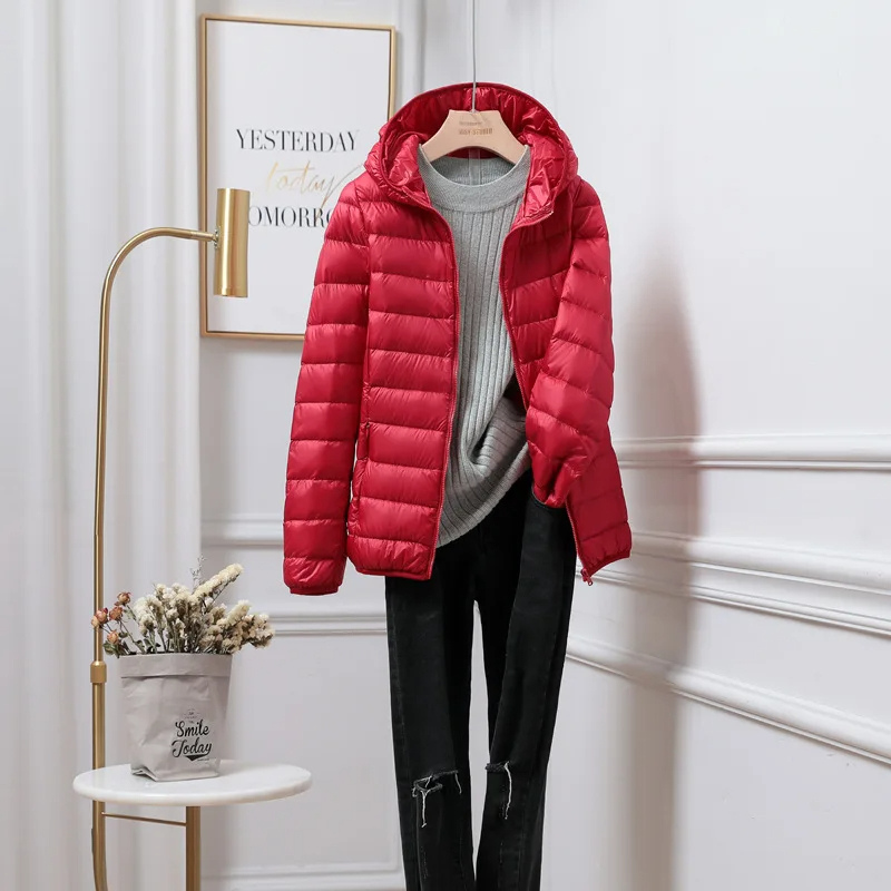 Women's Hooded Puffer Jacket Red