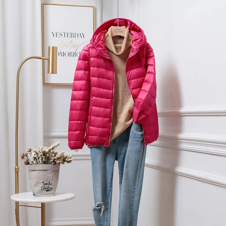 Women's Hooded Puffer Jacket Pink