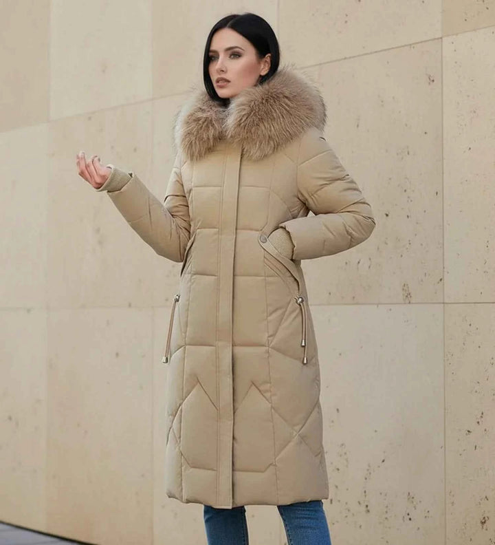 Women's Hooded Puffer Jacket Khaki