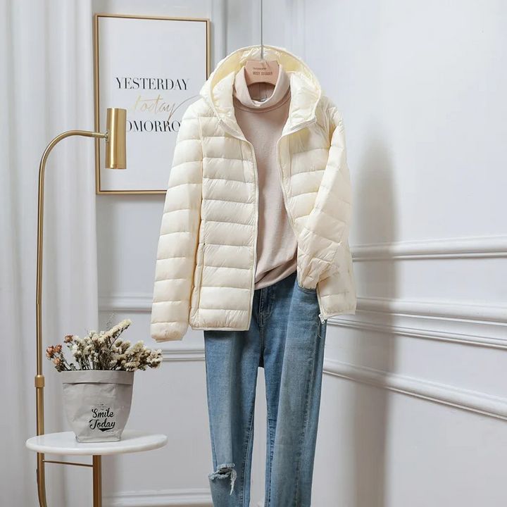 Women's Hooded Puffer Jacket Beige