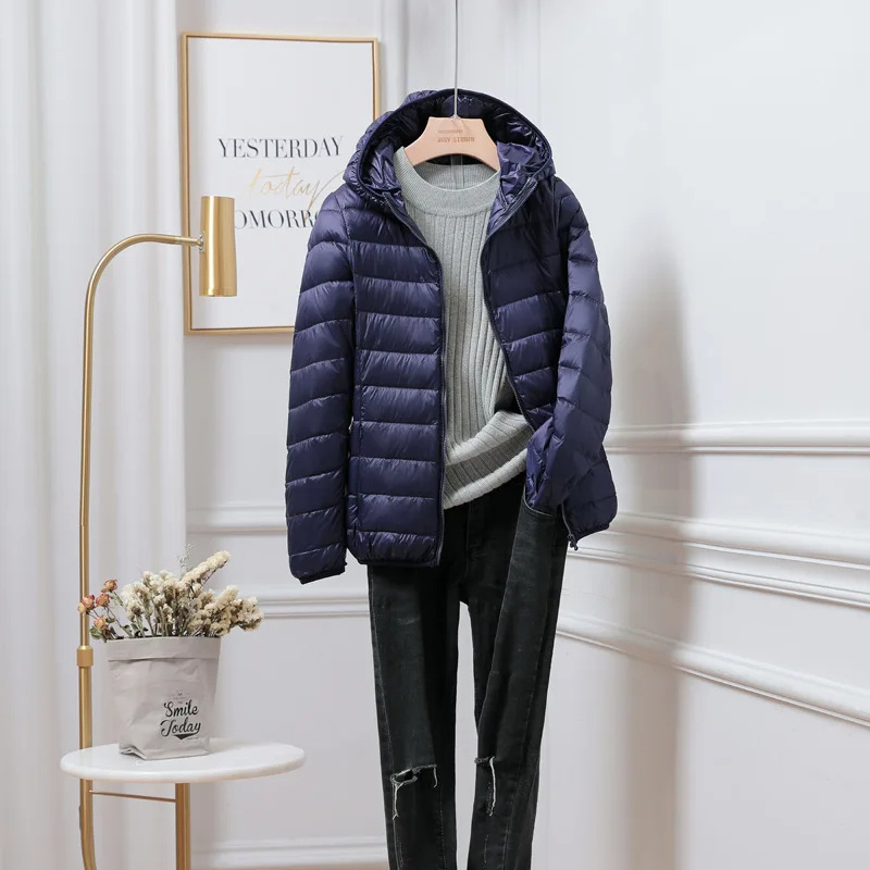 Women's Hooded Puffer Jacket Dark Blue