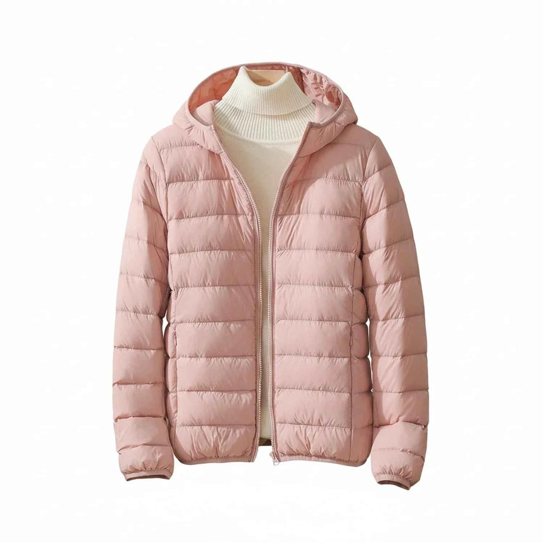 Women's Hooded Quilted Puffer Jacket Pink