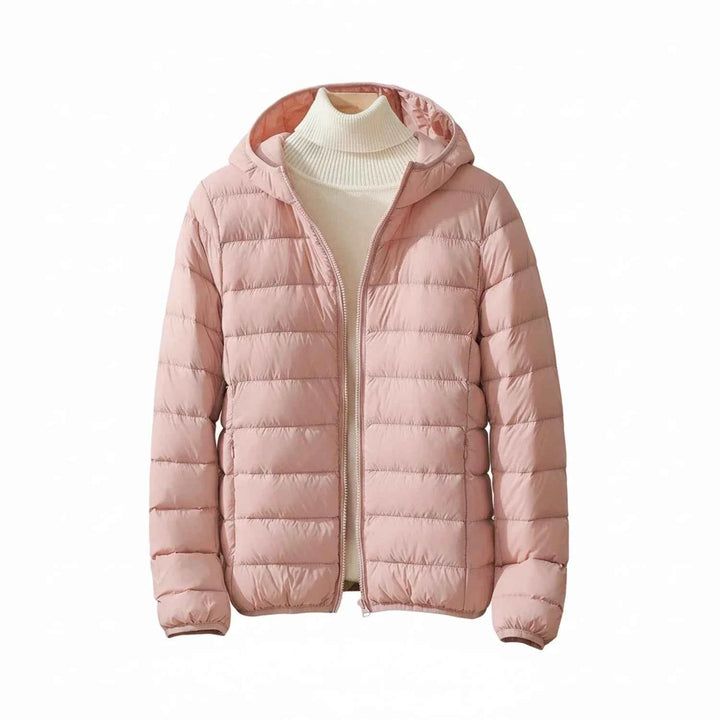 Women's Hooded Quilted Puffer Jacket Pink